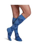 Small Image Sigvaris Womens Argyle 143C Royal Blue Argyle Knee-High Compression Socks