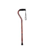Nova Medical Offset Walking Cane in Black with Red Swirls-small