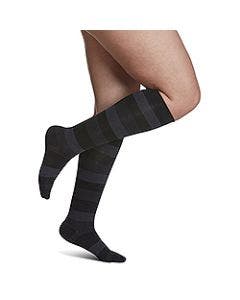 Small Image Sigvaris Womens Microfiber 143C Onyx Stripe Knee-High Compression Socks