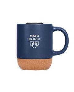 Mayo Clinic Blue Cork Bottom Ceramic Mug 13 Oz With Lid small image