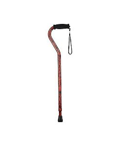 Nova Medical Offset Walking Cane in Black with Red Swirls-small