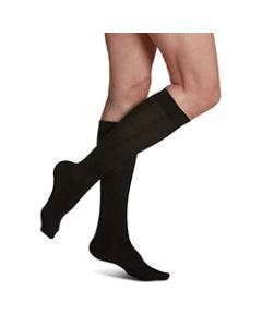 Sigvaris Women's Sea Island Cotton Black Compression Calf Socks 20-30 mmHg small image