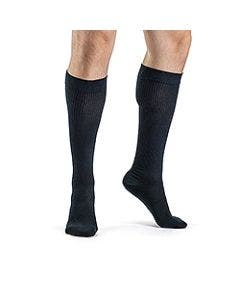 Small Image Sigvaris Men's Casual Navy Blue Cotton Compression Knee Socks 8-20 mmHg