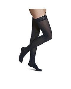 Sigvaris Soft Opaque Black Closed-Toe Thigh High Stockings 20-30 mmHg 842N small image