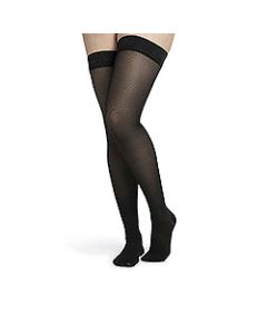 Sigvaris Black Medium Sheer Thigh High Compression Stockings 20-30 mmHg 503C small image