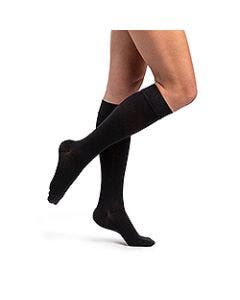 Women's Soft Black Opaque Knee-High Socks with Grip Tops 842C small image