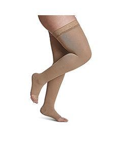 Sigvaris Soft Opaque Short Nude Open-Toe Thigh High Stockings 20-30 mmHg 842N small image