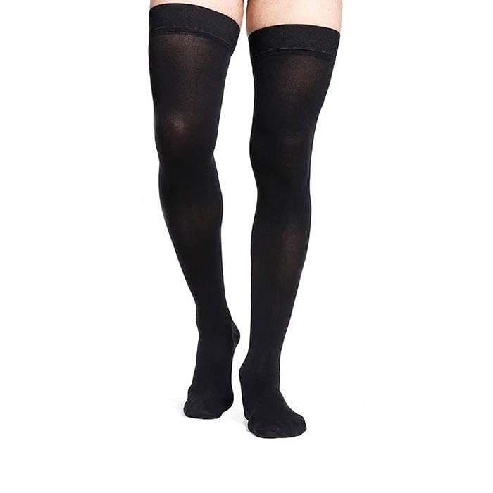 Sigvaris Midtown Long Black Microfiber Men s Thigh High Compression Socks 20 30 mmHg